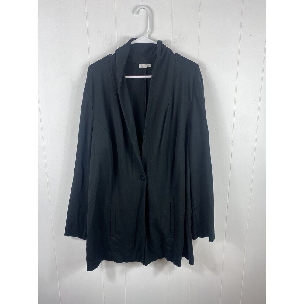 J. Jill Black Ponte Knit Collared Neutral Button Front Blazer Plus Size 2X